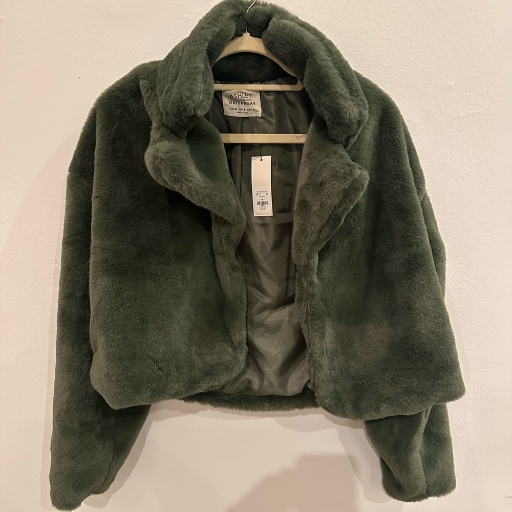 Olive Green Faux Fur Jacket